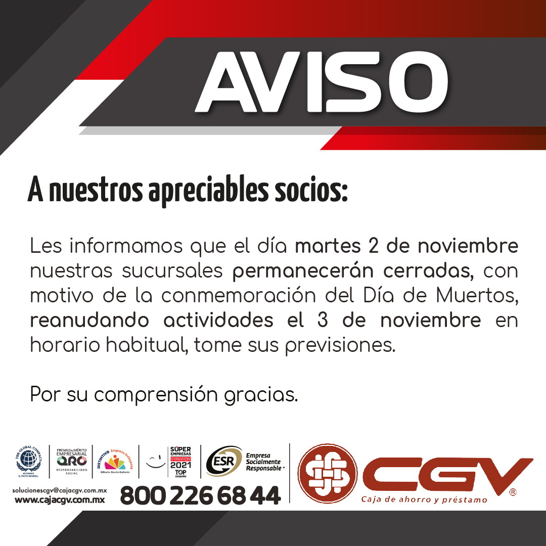 aviso 2 de noviembre