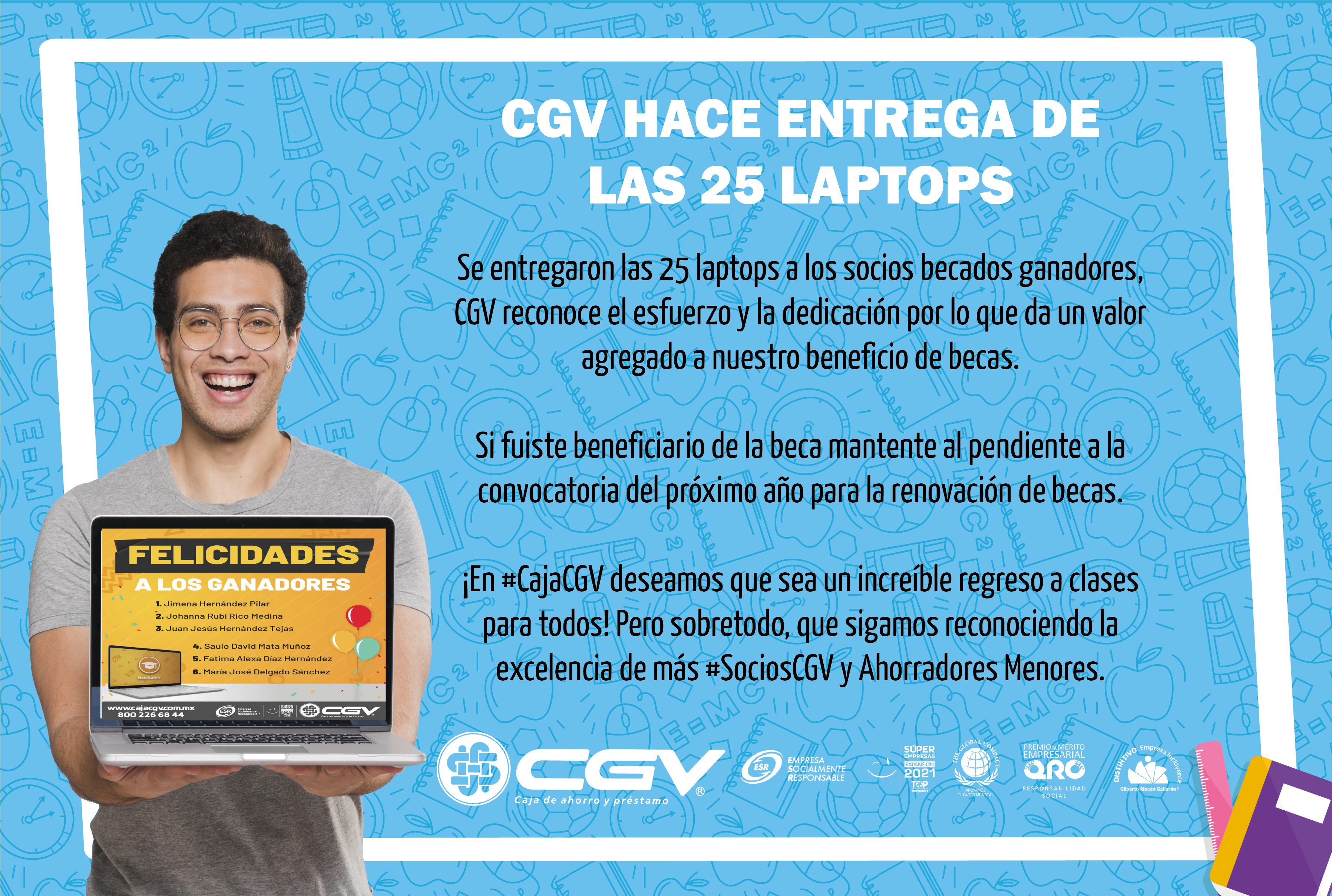 CGV hace entrega de 25 Laptops